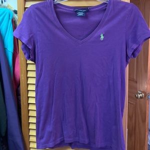 Ralph Lauren V-Neck Short -Sleeve Women’s T-Shirt in dark Purple